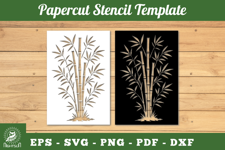 Bamboo Paper Cut Stencil SVG