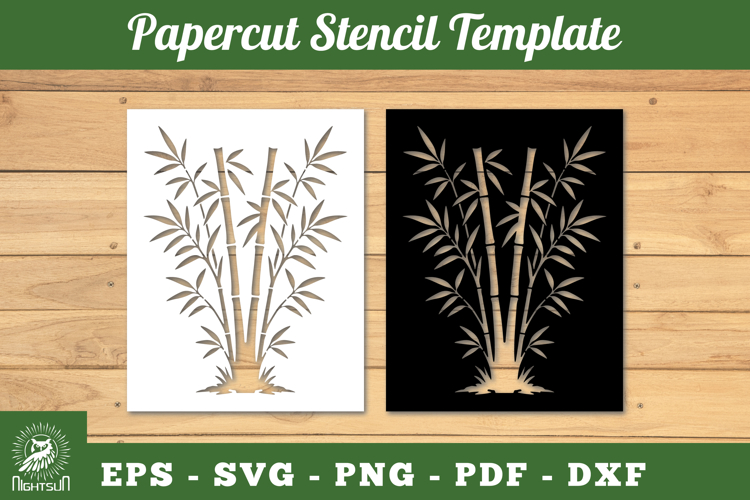 Bamboo Paper Cut Stencil SVG