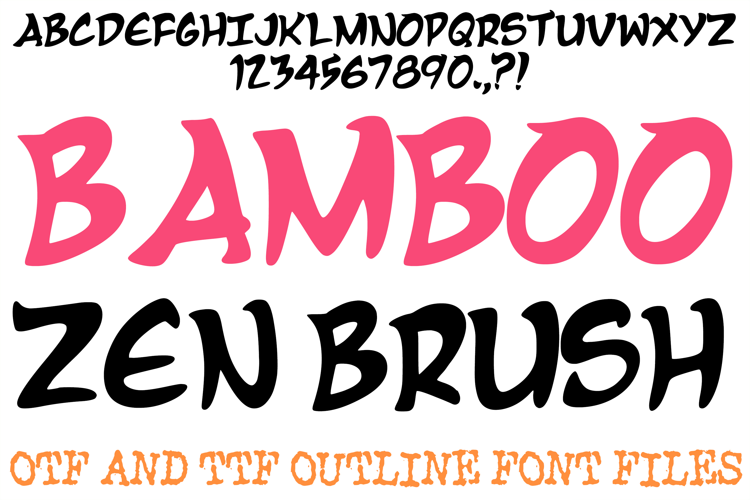 Bamboo Zen Brush Alphabet Font Lettering ABC OTF TTF Type