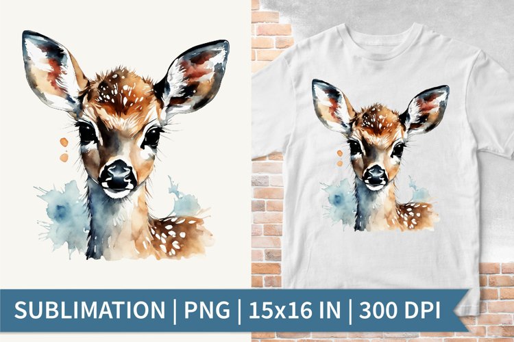 Baby Deer| Sublimation Design | Watercolor Clipart