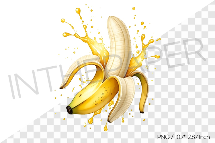 Peeled Banana with Splash Background PNG Clipart Fruit Water