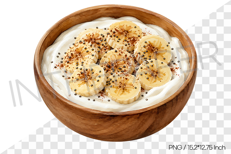 Banana Cinnamon Chia Yogurt PNG Clipart Watercolor Fruit