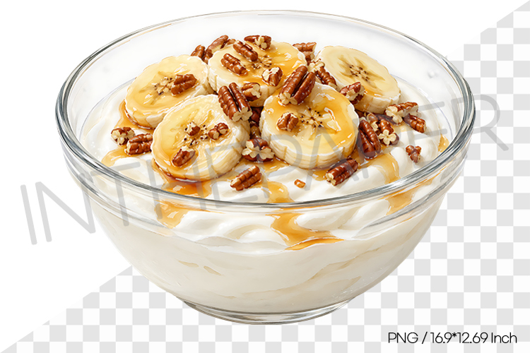 Banana Maple Pecan Yogurt PNG Clipart Watercolor Fruit