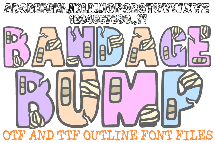 Bandage Bump Hospital Font Cartoon Typography Lettering ABC