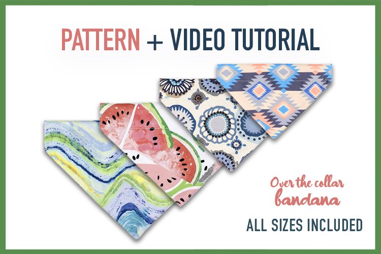 Dog bandana pattern, Tutorial Video, Over the collar bandana