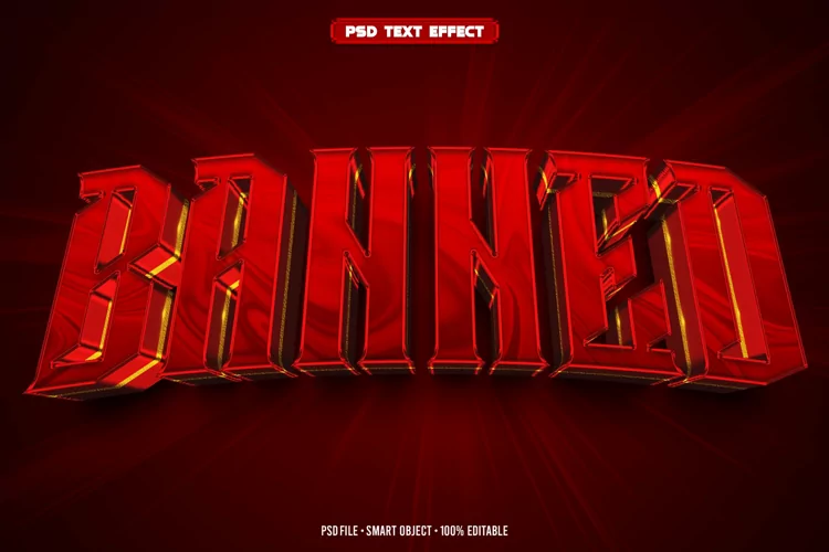 Banned 3D editable text effect