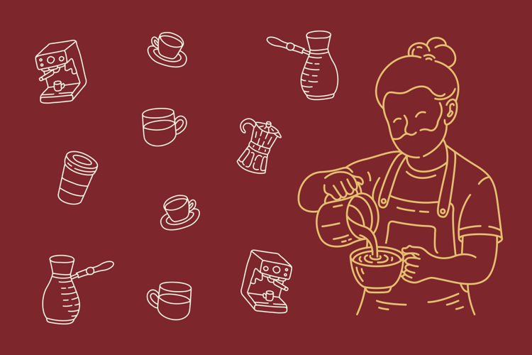 Barista Latte Art and Coffee Brewing Icons