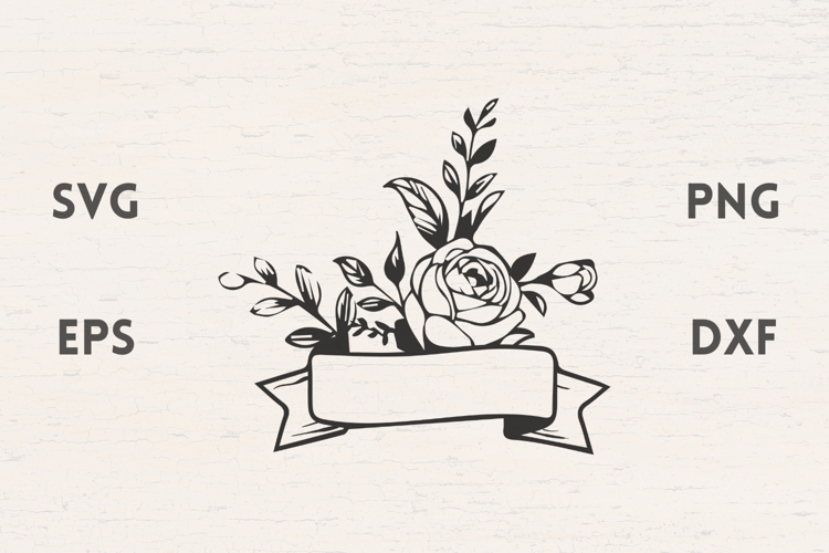 Vintage Ribbon with Rose SVG