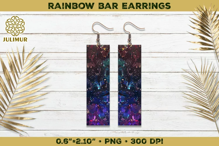 Iridescent Rainbow Bar Earrings Sublimation Design
