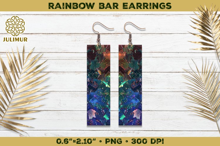 Iridescent Rainbow Bar Earrings Sublimation Design example image 1