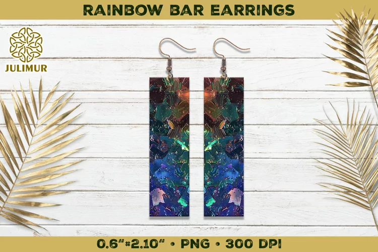 Iridescent Rainbow Bar Earrings Sublimation Design