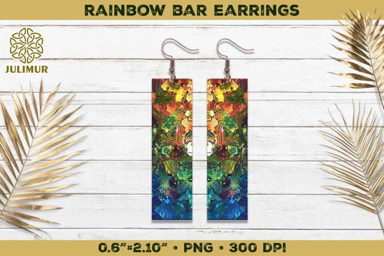 Iridescent Rainbow Bar Earrings Sublimation Design example image 1