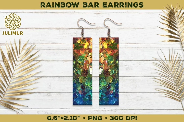 Iridescent Rainbow Bar Earrings Sublimation Design