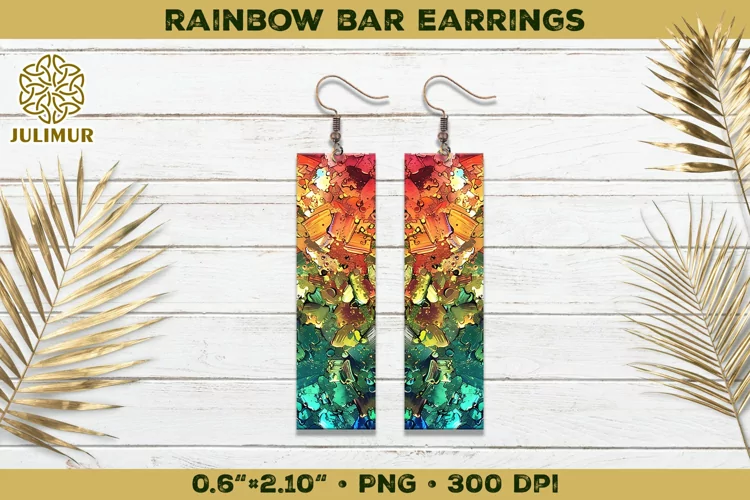 Iridescent Rainbow Bar Earrings Sublimation Design