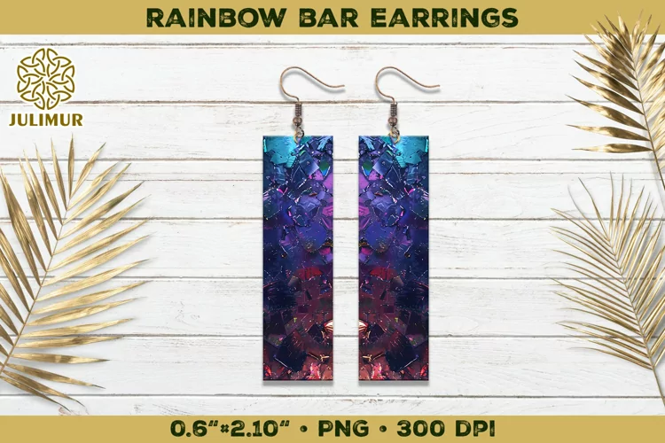 Iridescent Rainbow Bar Earrings Sublimation Design