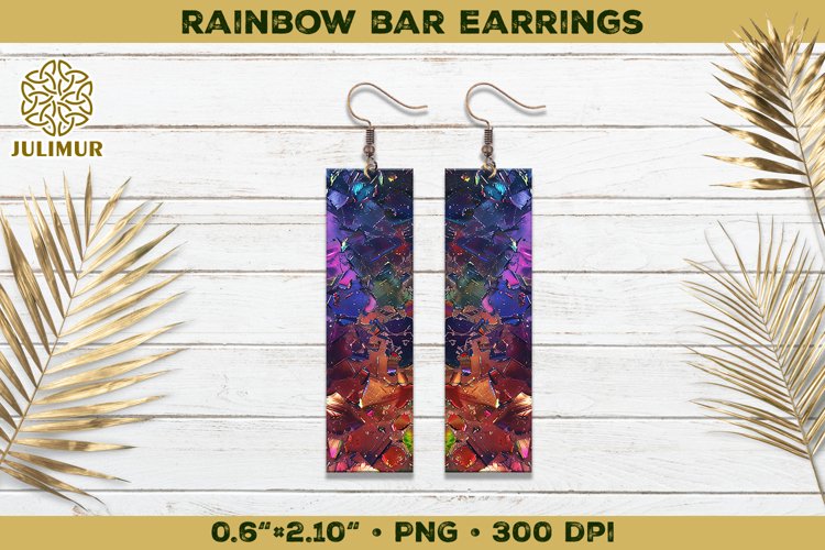 Iridescent Rainbow Bar Earrings Sublimation Design example image 1