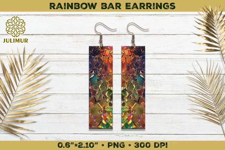Iridescent Rainbow Bar Earrings Sublimation Design