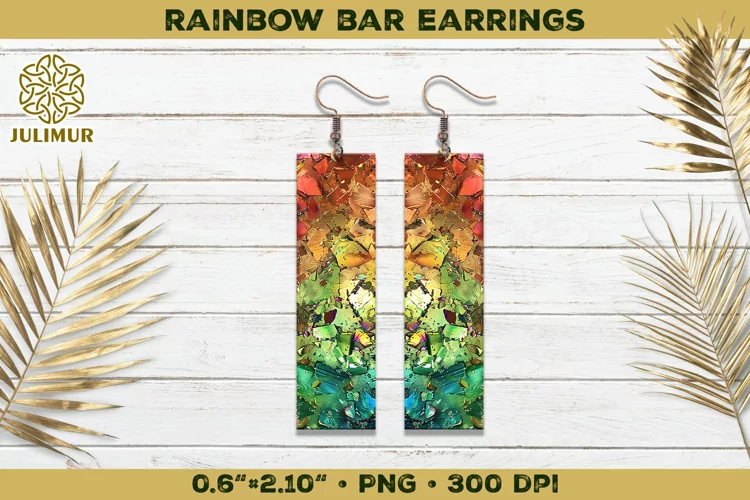 Iridescent Rainbow Bar Earrings Sublimation Design