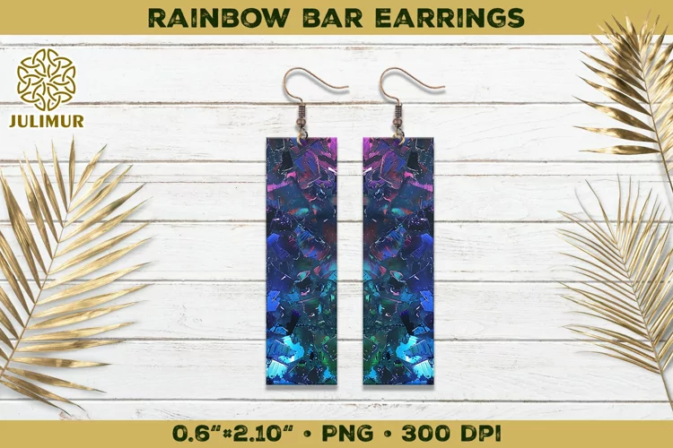 Iridescent Rainbow Bar Earrings Sublimation Design