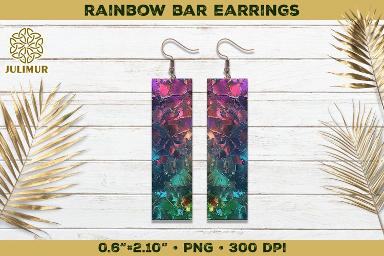 Iridescent Rainbow Bar Earrings Sublimation Design example image 1