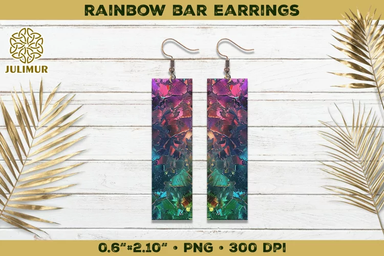 Iridescent Rainbow Bar Earrings Sublimation Design