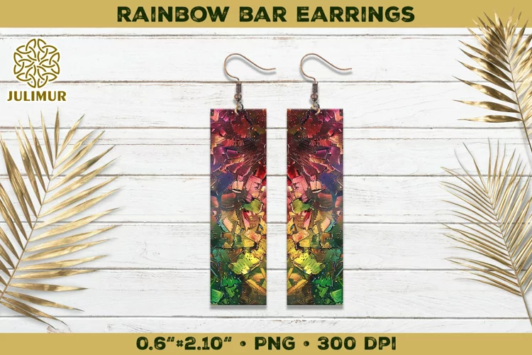 Iridescent Rainbow Bar Earrings Sublimation Design