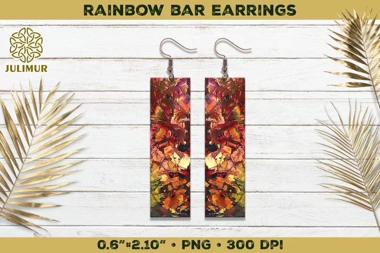 Iridescent Rainbow Bar Earrings Sublimation Design