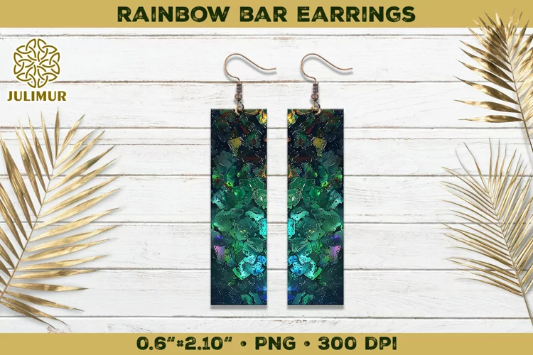Iridescent Rainbow Bar Earrings Sublimation Design