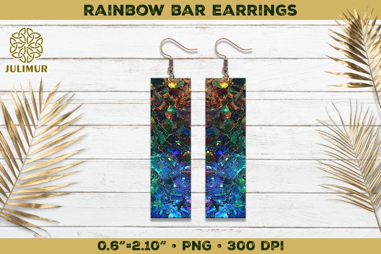 Iridescent Rainbow Bar Earrings Sublimation Design example image 1