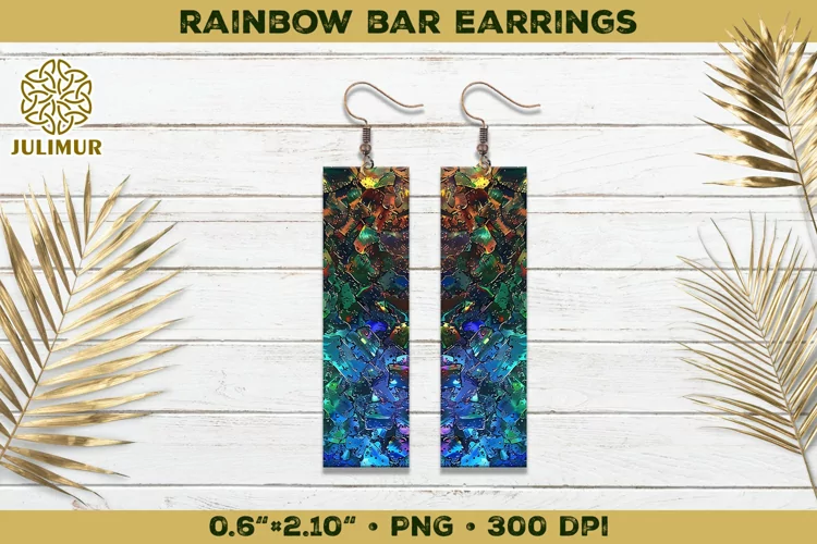 Iridescent Rainbow Bar Earrings Sublimation Design