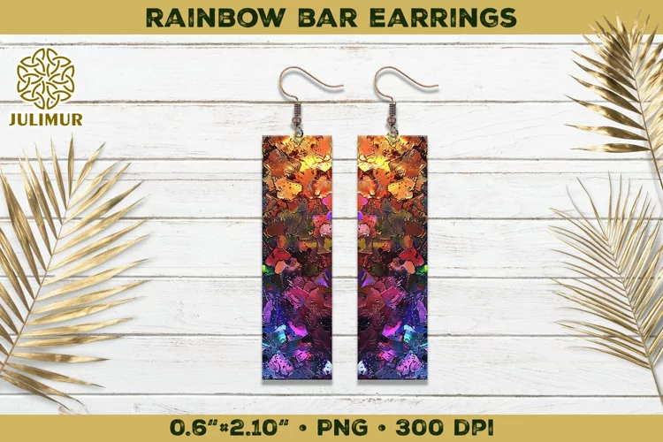 Iridescent Rainbow Bar Earrings Sublimation Design