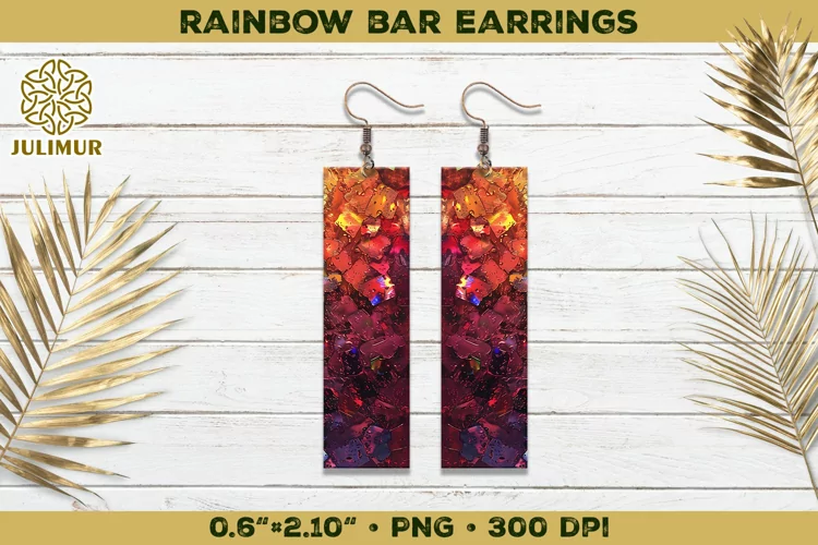 Iridescent Rainbow Bar Earrings Sublimation Design