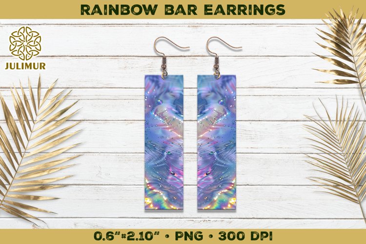 Iridescent Rainbow Bar Earrings Sublimation Design example image 1