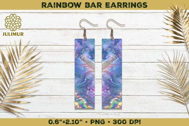 Iridescent Rainbow Bar Earrings Sublimation Design