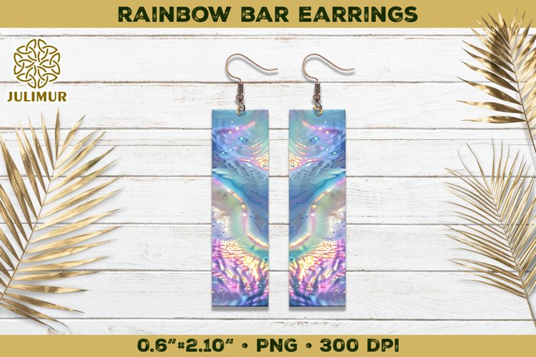 Iridescent Rainbow Bar Earrings Sublimation Design example image 1