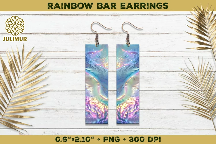 Iridescent Rainbow Bar Earrings Sublimation Design