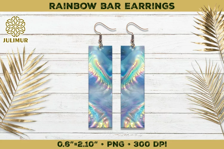 Iridescent Rainbow Bar Earrings Sublimation Design