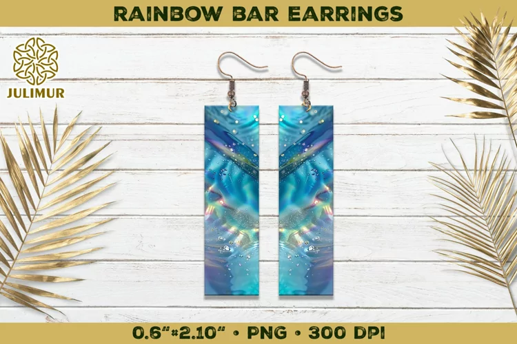 Iridescent Rainbow Bar Earrings Sublimation Design