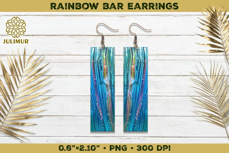 Iridescent Rainbow Bar Earrings Sublimation Design