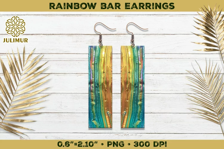 Iridescent Rainbow Bar Earrings Sublimation Design