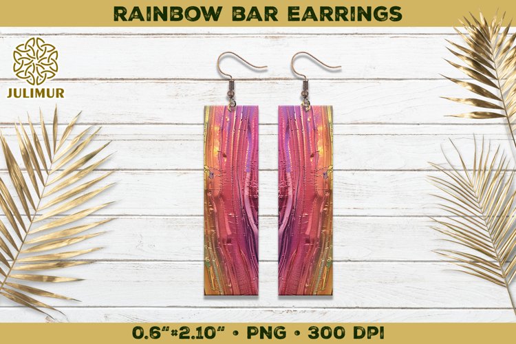 Iridescent Rainbow Bar Earrings Sublimation Design example image 1