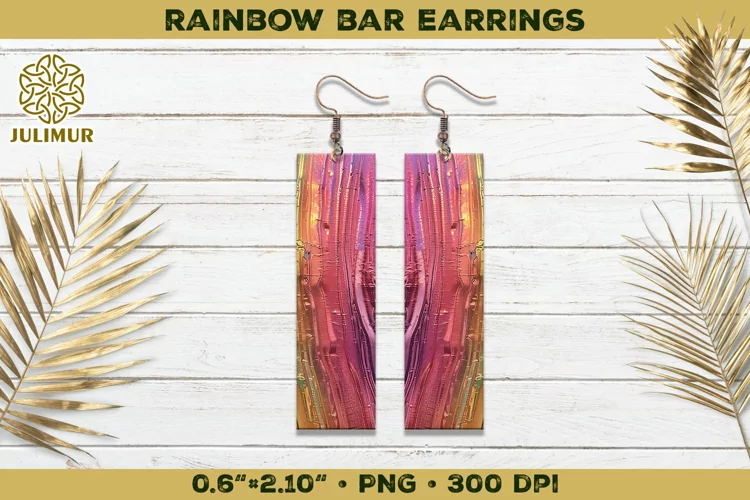 Iridescent Rainbow Bar Earrings Sublimation Design