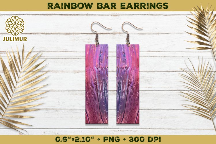 Iridescent Rainbow Bar Earrings Sublimation Design example image 1