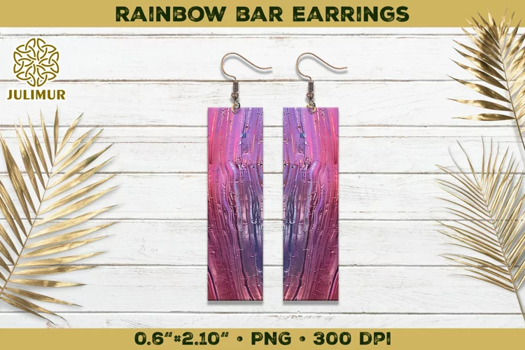 Iridescent Rainbow Bar Earrings Sublimation Design