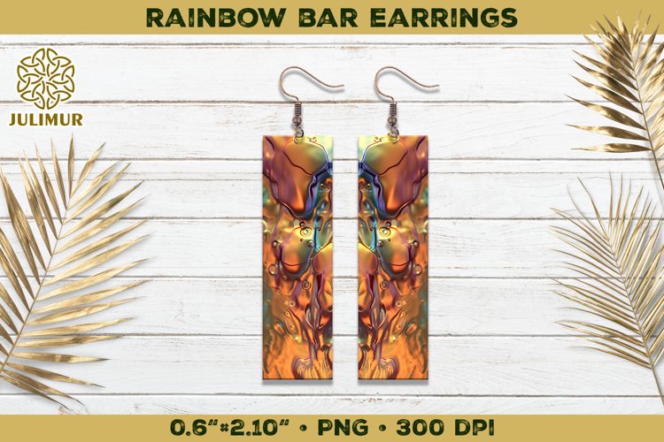 Iridescent Rainbow Bar Earrings Sublimation Design example image 1