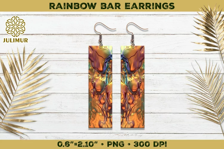 Iridescent Rainbow Bar Earrings Sublimation Design