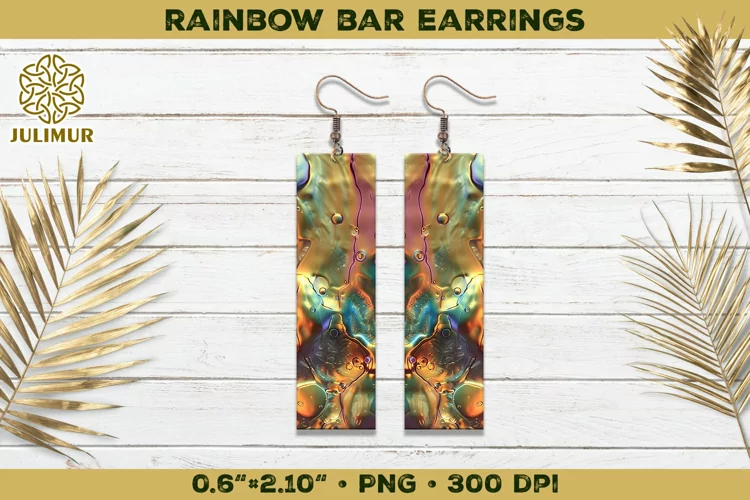 Iridescent Rainbow Bar Earrings Sublimation Design