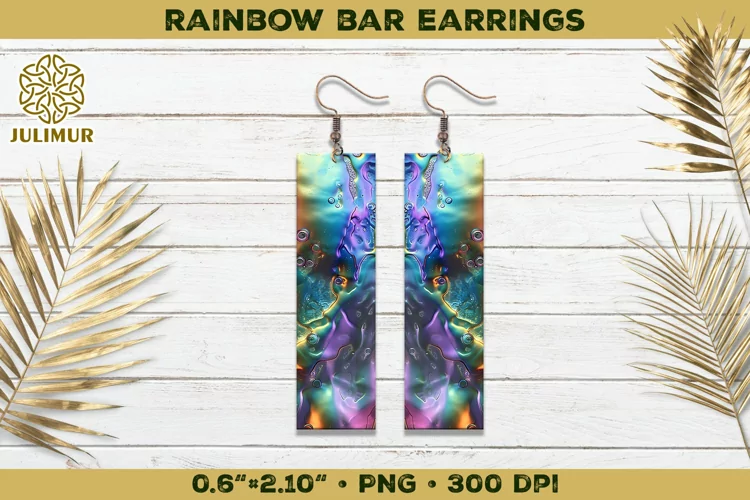Iridescent Rainbow Bar Earrings Sublimation Design