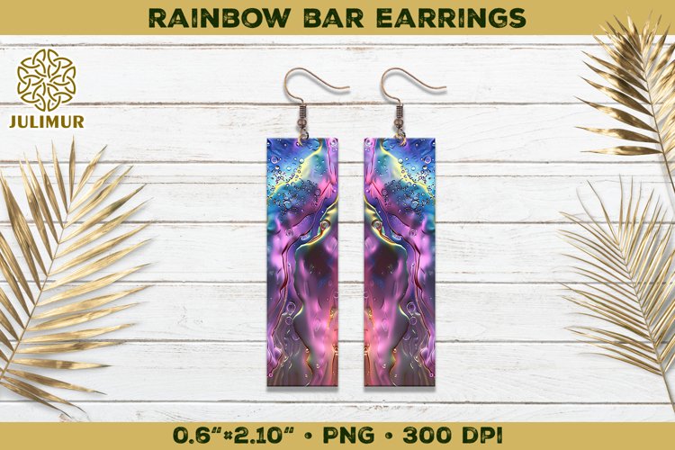Iridescent Rainbow Bar Earrings Sublimation Design example image 1