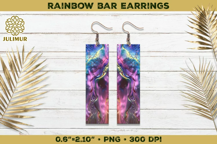 Iridescent Rainbow Bar Earrings Sublimation Design